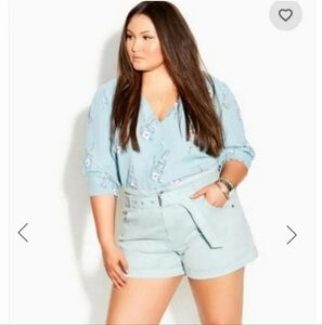 ⚘️Like new City chic teal belted shorts 16